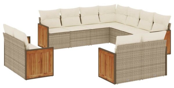 VidaXL Polyrattan Kerti Ülőgarnitúra - 11 részes - Bézs