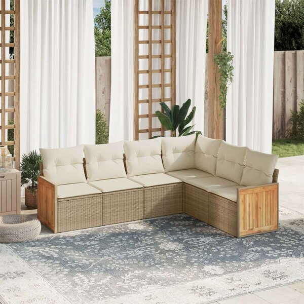 Polyrattan Kerti Ülőgarnitúra - 6 részes - Bézs