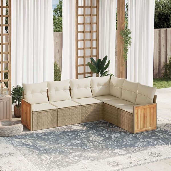 Polyrattan Kerti Ülőgarnitúra - 6 részes - Bézs