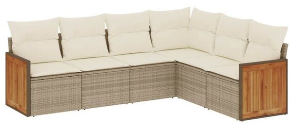 Polyrattan Kerti Ülőgarnitúra - 6 részes - Bézs