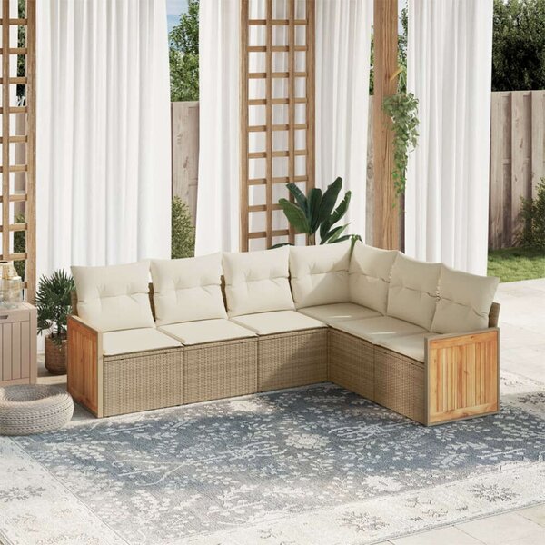 Polyrattan Kerti Ülőgarnitúra - 6 részes - Bézs