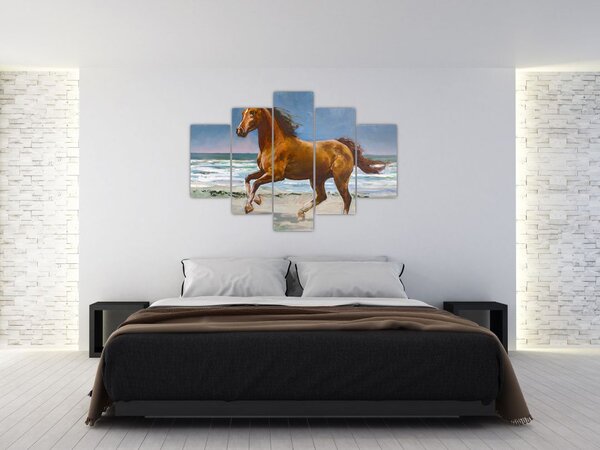 Egy ló képe a tengerparton (150x105 cm)