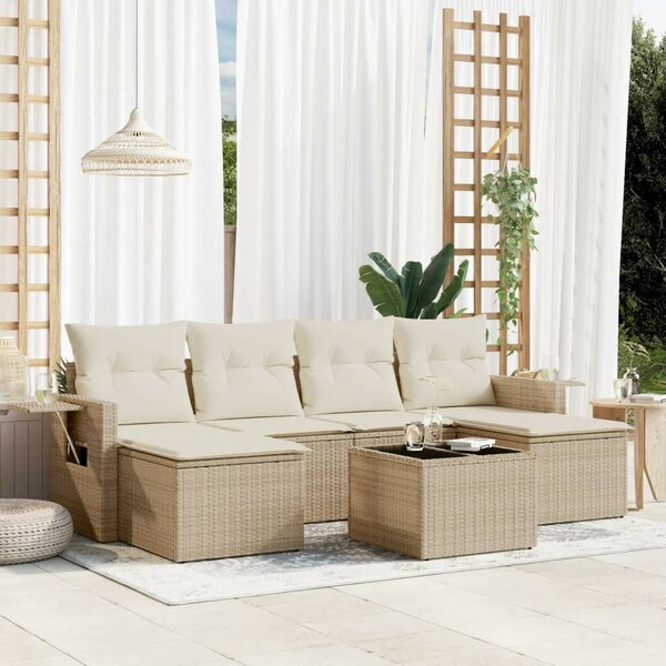 VidaXL Polyrattan Kerti Ülőgarnitúra - 7 részes - Bézs