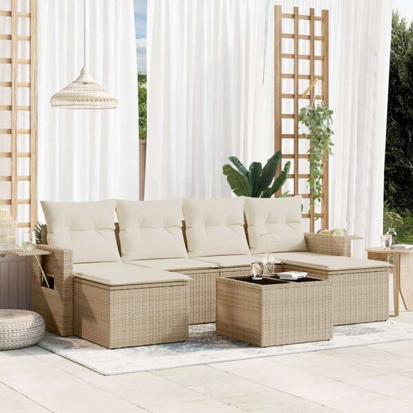 VidaXL Polyrattan Kerti Ülőgarnitúra - 7 részes - Bézs