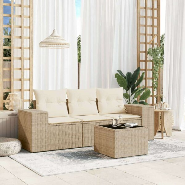 VidaXL Polyrattan Kerti Ülőgarnitúra - 4 részes - Bézs