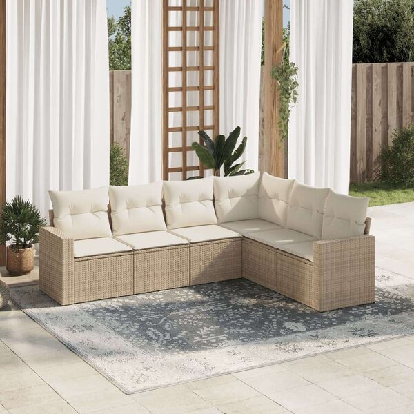 VidaXL Polyrattan Kerti Ülőgarnitúra - 6 részes - Bézs