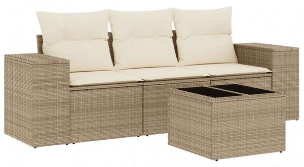 VidaXL Polyrattan Kerti Ülőgarnitúra - 4 részes - Bézs