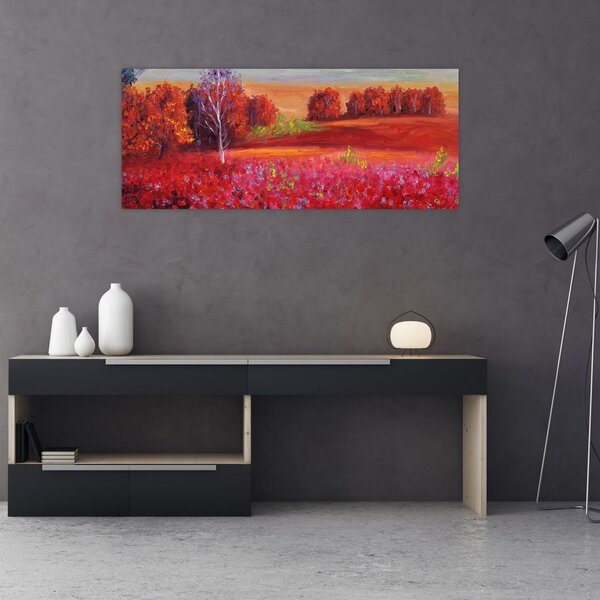 Egy vörös táj képe (120x50 cm)