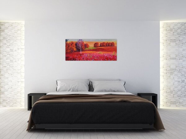 Egy vörös táj képe (120x50 cm)