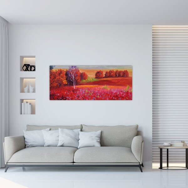 Egy vörös táj képe (120x50 cm)