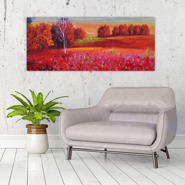 Egy vörös táj képe (120x50 cm)