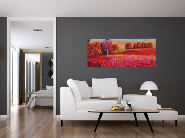 Egy vörös táj képe (120x50 cm)