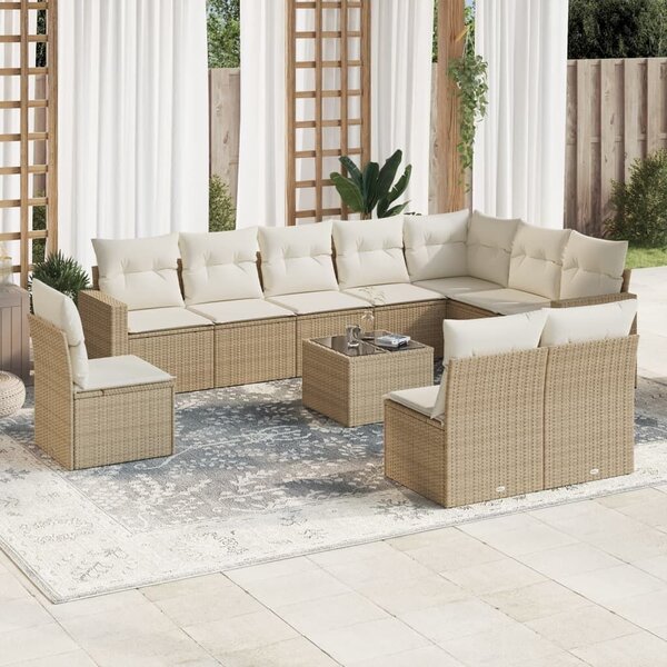 VidaXL Polyrattan Kerti Ülőgarnitúra - 11 részes - Bézs