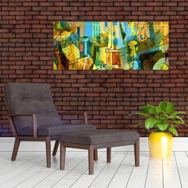 Kép - Építészet, kubista absztrakció (120x50 cm)