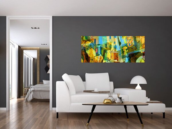 Kép - Építészet, kubista absztrakció (120x50 cm)