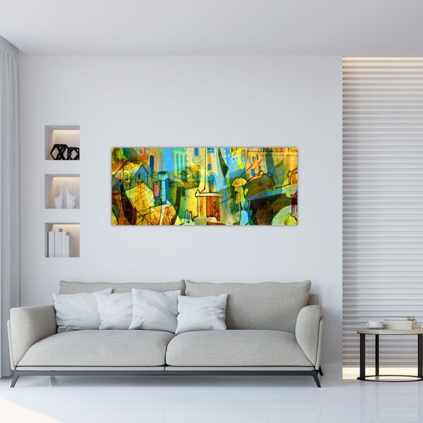 Kép - Építészet, kubista absztrakció (120x50 cm)