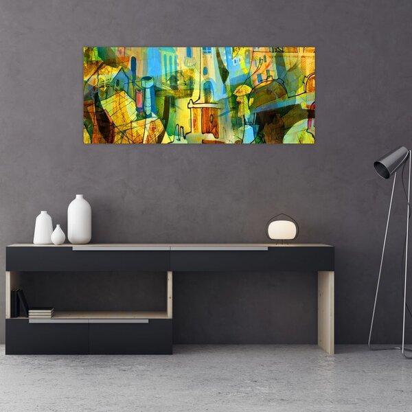 Kép - Építészet, kubista absztrakció (120x50 cm)