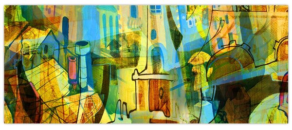 Kép - Építészet, kubista absztrakció (120x50 cm)