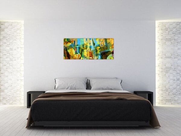 Kép - Építészet, kubista absztrakció (120x50 cm)