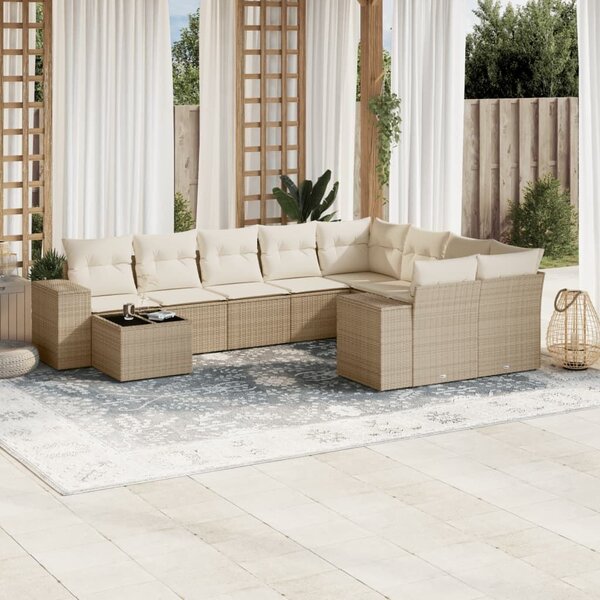 VidaXL Polyrattan Kerti Ülőgarnitúra - 10 részes - Bézs