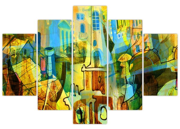 Kép - Építészet, kubista absztrakció (150x105 cm)