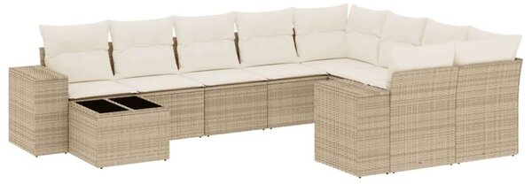 VidaXL Polyrattan Kerti Ülőgarnitúra - 10 részes - Bézs