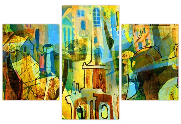 Kép - Építészet, kubista absztrakció (90x60 cm)