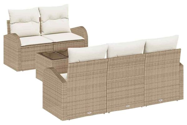 VidaXL Kerti Kanapé Szett párnával 6 pcs Beige és krém 55 x 55 x 37 cm