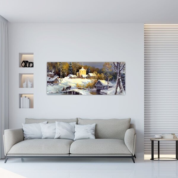 Kép - téli város (120x50 cm)