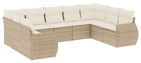 VidaXL U alakú Kerti Ülőgarnitúra - 9 részes - Bézs Polyrattan