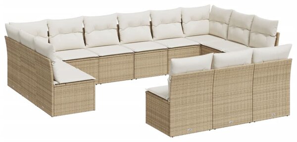 Polyrattan Kerti Ülőgarnitúra - 13 részes - Bézs
