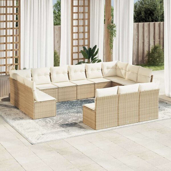 Polyrattan Kerti Ülőgarnitúra - 13 részes - Bézs