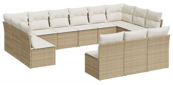 Polyrattan Kerti Ülőgarnitúra - 13 részes - Bézs