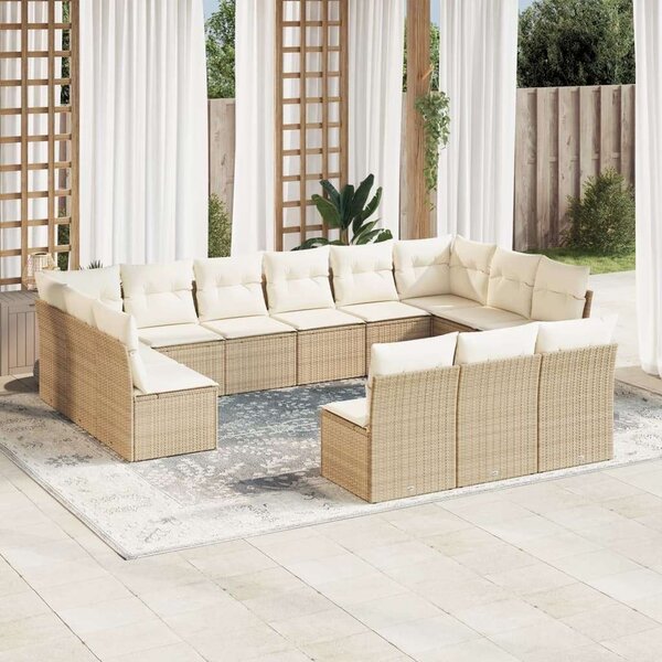 Polyrattan Kerti Ülőgarnitúra - 13 részes - Bézs