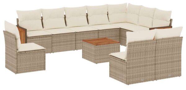 VidaXL 11 részes bézs polyrattan kerti ülőgarnitúra párnákkal