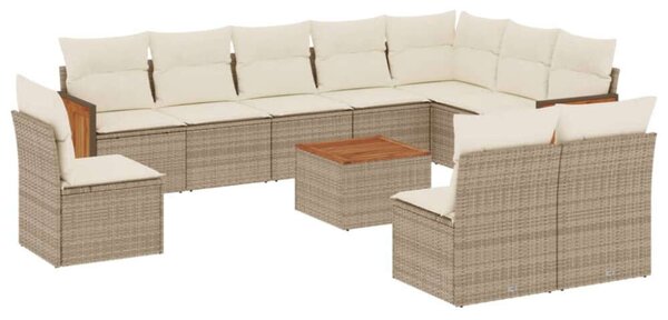 VidaXL 11 részes bézs polyrattan kerti ülőgarnitúra párnákkal