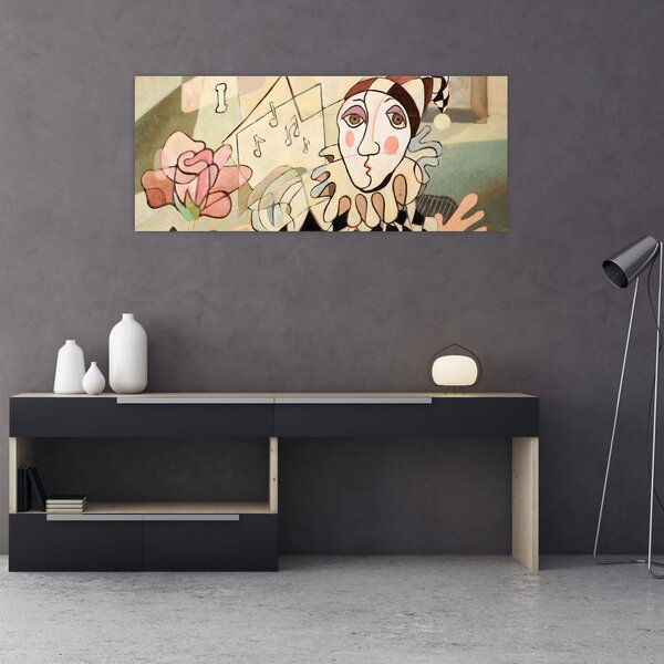 Kép - kubizmus -harlequin and rose (120x50 cm)