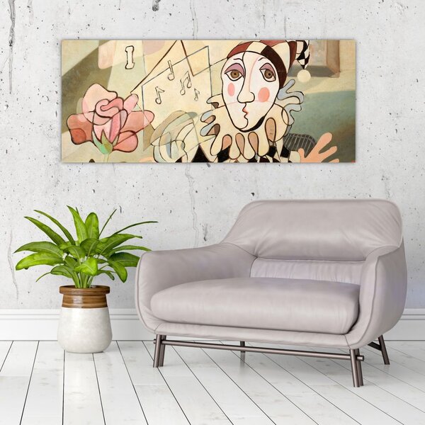 Kép - kubizmus -harlequin and rose (120x50 cm)
