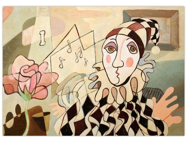 Kép - kubizmus -harlequin and rose (70x50 cm)