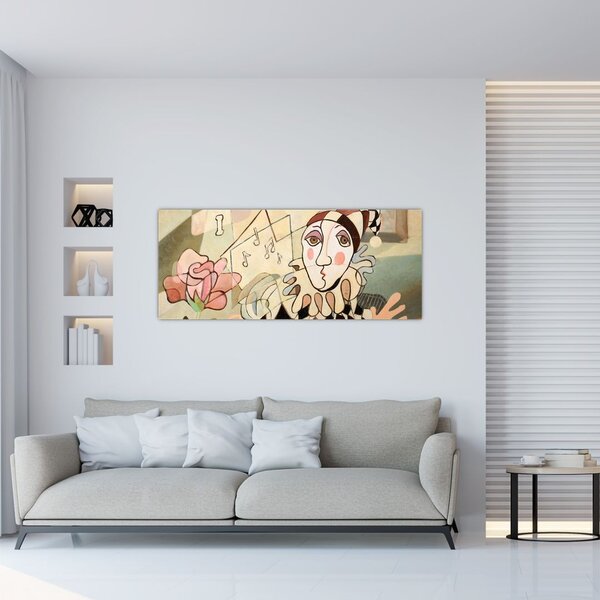 Kép - kubizmus -harlequin and rose (120x50 cm)