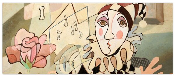 Kép - kubizmus -harlequin and rose (120x50 cm)
