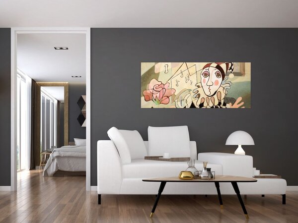 Kép - kubizmus -harlequin and rose (120x50 cm)