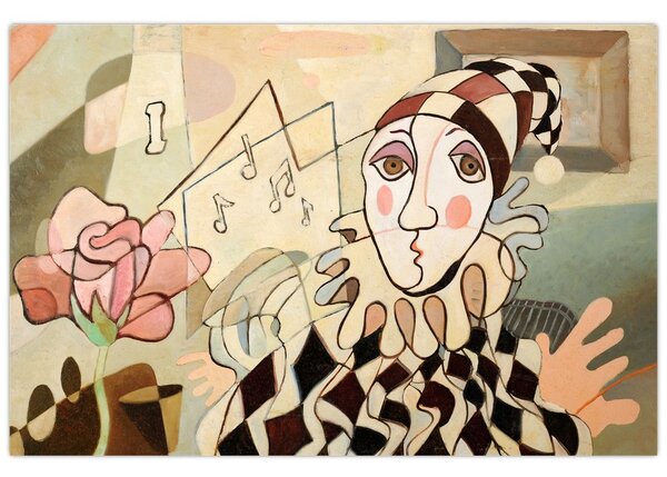 Kép - kubizmus -harlequin and rose (90x60 cm)