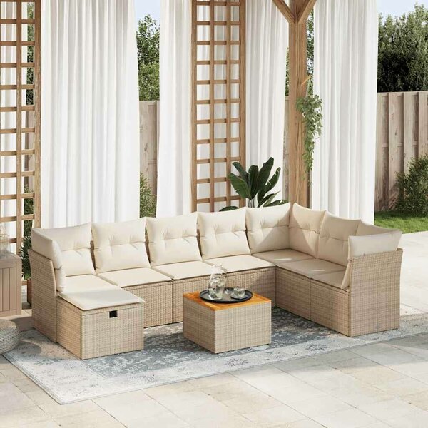 VidaXL Polyrattan Kerti Ülőgarnitúra - 9 részes - Bézs