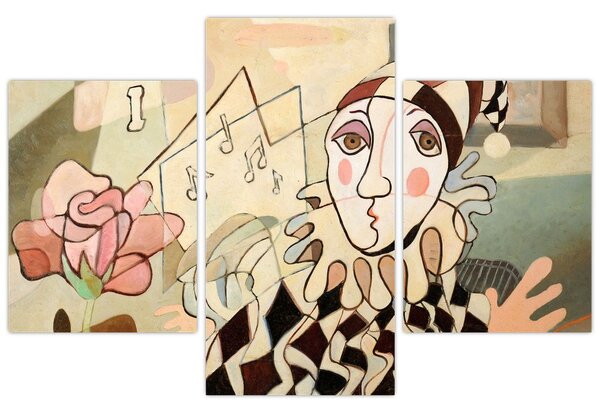 Kép - kubizmus -harlequin and rose (90x60 cm)