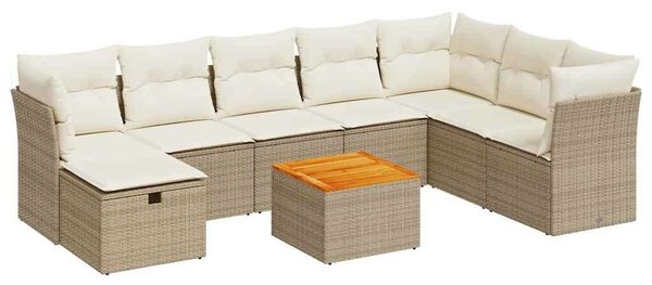 VidaXL Polyrattan Kerti Ülőgarnitúra - 9 részes - Bézs