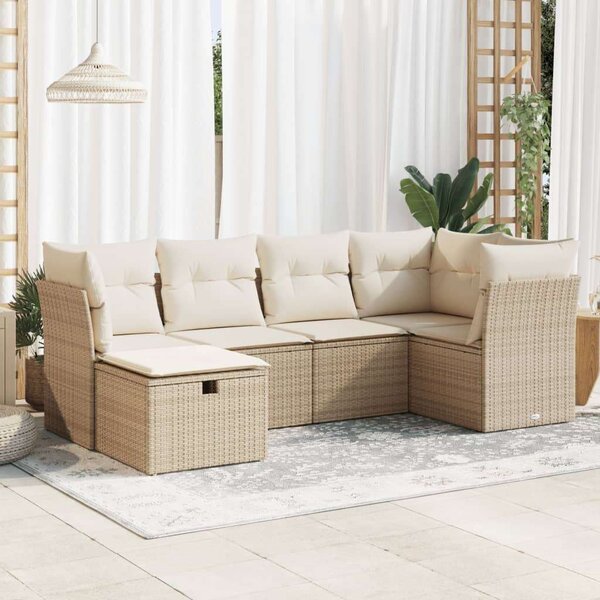 VidaXL Polyrattan Kerti Ülőgarnitúra - 6 részes - Bézs