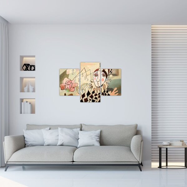 Kép - kubizmus -harlequin and rose (90x60 cm)