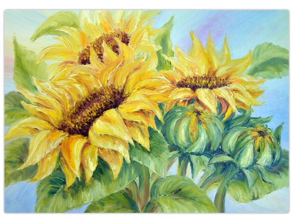 Virágzó napraforgó képe (70x50 cm)