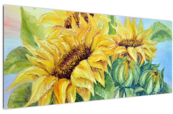Virágzó napraforgó képe (120x50 cm)